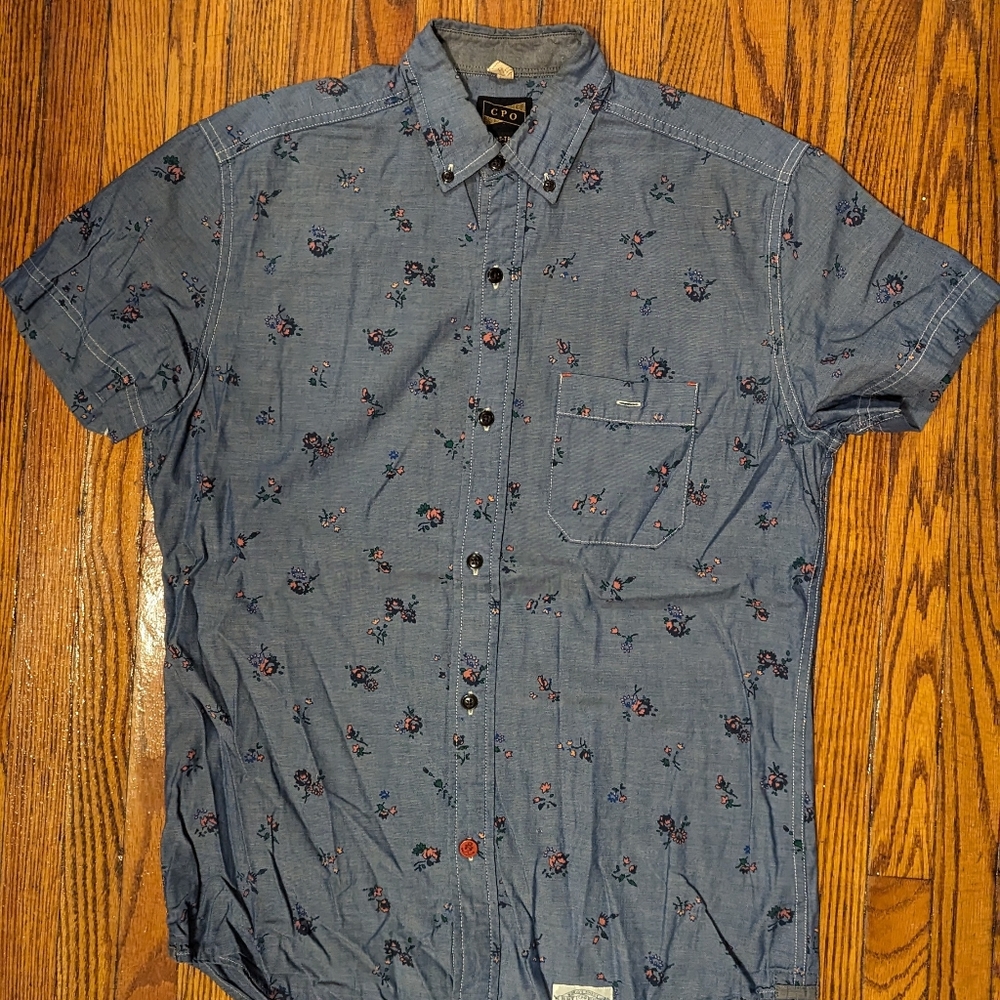 CPO flower print short sleeve button down in XS